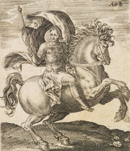 馬に乗った十二人のシーザーズのセルギウス・ガルバ、c1565-1587。 作： Abraham de Bruyn