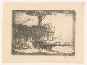 三人の風景 作： Abraham de Miranda (signed by artist)
