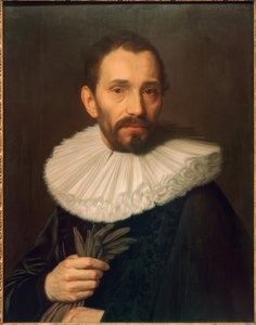 手袋を持つ男性の肖像（やや左寄り 作： Abraham de Vries
