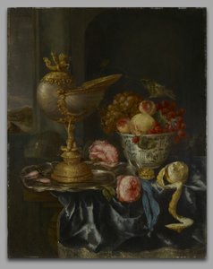 宴会 ノーチラスカップのある静物 作： Abraham van Beyeren