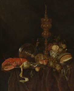 ロブスターと果物のある静物、おそらく 1650 年代初期。