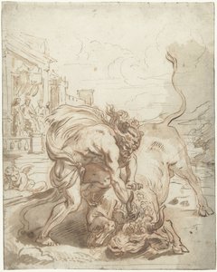 ヘラクレスは雄牛を装ってアケロウズを倒す 作： Abraham van Diepenbeeck