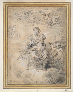 天国の聖母子とプッティ 作： Abraham van Diepenbeeck