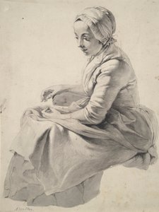 座っている女性 作： Abraham van Strij