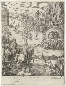 燃える炉の中のシャドラク、メシャク、アベド・ネゴ 作： Abraham van den Hecken
