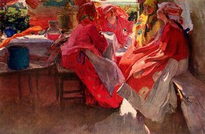 「訪問の支払い」、1915年、1939年。 作： Abram Arkhipov