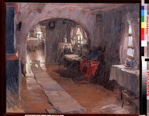カントリーハウスで。 Abram Yefimovich Arkhipov (1862-1930) による絵画。 キャンバスに油彩、71.5 x 88 cm 作： Abram Efimovich Arkhipov