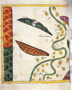ナイルデルタと2つのオアシスの地図（ベラム製 作： Abu Muhammad Al Idrisi or Edrisi