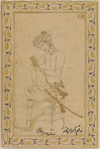 座っている若者、ca。 1600年。 作： Abu al Hasan