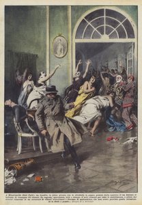 ミネアポリス（アメリカ合衆国）で、白昼の盗賊、リボルバー銃を持っている？ 作： Achille Beltrame
