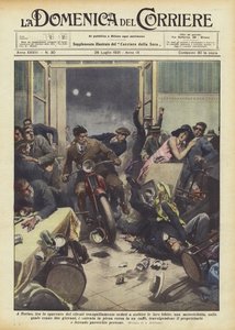 トリノで、静かに座って飲み物を飲むという顧客の恐怖の中で？ 作： Achille Beltrame
