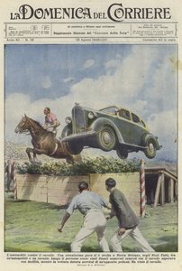 車と馬がニューオーリンズの競馬場でハードルをジャンプする