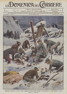 天田近くの小屋を圧倒する雪崩、イタリアでの大量の悲惨な降雪？ 作： Achille Beltrame