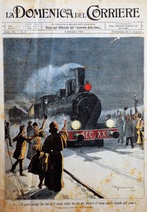 新世紀の到来、喜びをもって新世紀を迎える人々、イラスト：Achille Beltrame（1871-1945）、「La Domenica del Corriere」1月6日号より