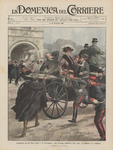 2月1日、ポルトガルのドンカルロス1世王とドンルイス皇太子のリスボンでの暗殺 作： Achille Beltrame