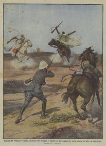 ベンガジの向こうで負け、彼が殺した2つのベドウィンに襲われたピアチェンツァの馬の伍長？