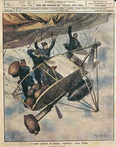 フランス・ムーラン付近で発生した飛行船レピュブリックの大惨事、Achille Beltrameのイラスト（「ラ・ドメニカ・デル・コリエール」10月3日～10日号より