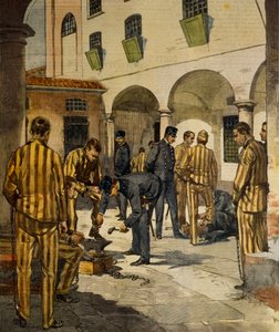 市民改革：イタリアの刑務所における鎖の廃止」（Achille Beltrame（1871-1945）著、1902年10月3日付「La Domenica del Corriere」より 作： Achille Beltrame