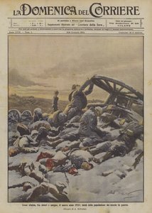 初めに、痛みと血の間で、戦争の世界人口の行き先である1915年の新しい年