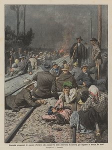鉄道で夜を過ごすアルジェンタ（フェラーラ）の印象的な農家？ 作： Achille Beltrame