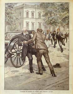 ギリシャのデリアニス首相暗殺事件の表紙イラスト（ギリシャ・アテネ 作： Achille Beltrame