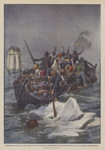 ヴェネツィアのラグーンで、スラブという授乳ボートから劇的に救出？ 作： Achille Beltrame