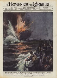 地中海でのイギリスの船団に対する2日間の戦い 作： Achille Beltrame