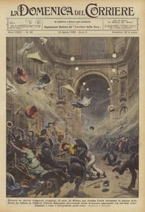 夕方にミラノを襲った猛烈な嵐の最中に、広場にエアホーンができましたか？ 作： Achille Beltrame