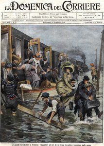 1910年1月のパリ周辺の洪水 2月6日の「ドメニカ・デル・コリエール」の表紙 作： Achille Beltrame