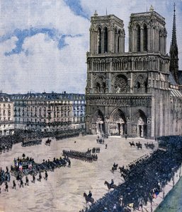 1899年にパリのノートルダム大聖堂で行われたフェリックス・フォールの葬儀 イラスト：Achille Beltrame 作： Achille Beltrame