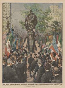 イタリアの栄光はアメリカで主張され、G da Verrazzanoの記念碑の就任はどれが最初ですか？ 作： Achille Beltrame