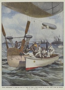 現代の戦争、トリポリからスアラへの旅の最初の私たちの航空船？ 作： Achille Beltrame