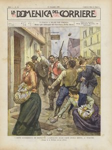 モラビアでの反ユダヤ主義の動き、ユダヤ人の家への攻撃、Wsetinで 作： Achille Beltrame