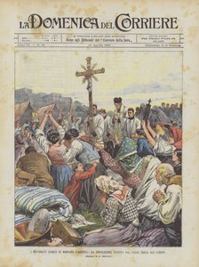 田舎から逃れた人々、ミニャーノ（カセルタ）の地震運動は屋外で祈る 作： Achille Beltrame