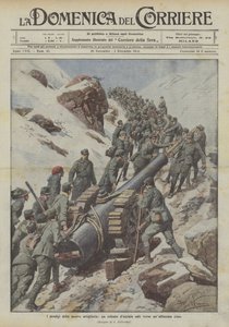 私たちの大砲の驚異、鋼の巨像は非常に高いピークに登ります 作： Achille Beltrame