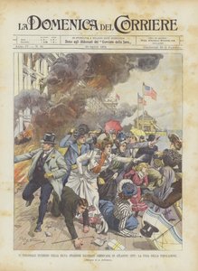 人口の逃避、アトランティックシティの裕福なアメリカのビーチリゾートの巨大な火 作： Achille Beltrame