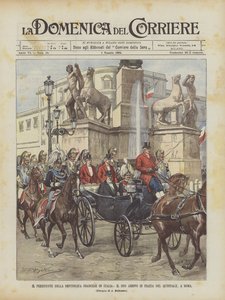 イタリアのフランス共和国大統領、ローマのキリナーレ広場に到着 作： Achille Beltrame