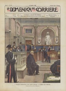 被告人の檻であるミラノのアザイズでのノタルバルトロ裁判 作： Achille Beltrame