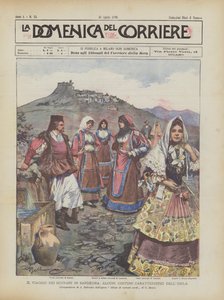 サルデーニャ島への主権者の旅、島のいくつかの特徴的な衣装 作： Achille Beltrame