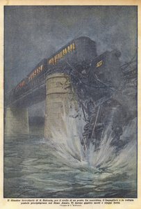 橋の崩壊によるS Eufemiaの鉄道災害 作： Achille Beltrame