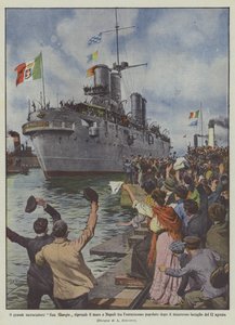 偉大な巡洋艦サンジョルジオは、その後人気の熱狂の中、ナポリの海に戻りますか？