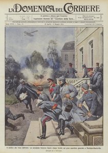 空から来る敵、フランスの飛行機は大きな近所に5つの爆弾を投げますか？ 作： Achille Beltrame