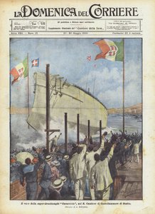 R Cantiere di Castellammare di Stabiaでの超ドレッドノートCaraccioloの発売 作： Achille Beltrame