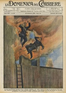レッジョディカラブリアでの消防訓練で、2人の警官が城の上に残ったのですか？ 作： Achille Beltrame