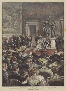 ローマ国会議事堂の部屋での国際農業研究所の荘厳な就任式 作： Achille Beltrame