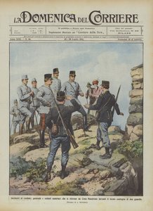 国境事件、一般兵、オーストリア兵がシーマ・マンドリオーロから撤退？ 作： Achille Beltrame
