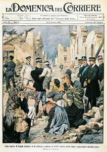 イタリア、ミラノ、イタリア国王訪問 レッジョ・カラブリア 作： Achille Beltrame