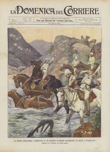 アングロボーア戦争、イギリス軍が陥落した待ち伏せ、ブッシュマンコップでフォードを渡った 作： Achille Beltrame