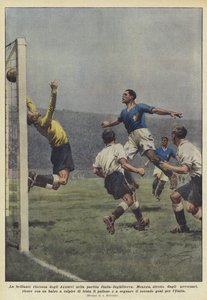 イタリアとイングランドの試合でのアズーリの見事な回復 作： Achille Beltrame