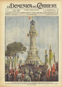 アルゼンチンのイタリア人から寄贈された記念碑的な灯台の、ジャニクラムの丘での就任式？ 作： Achille Beltrame